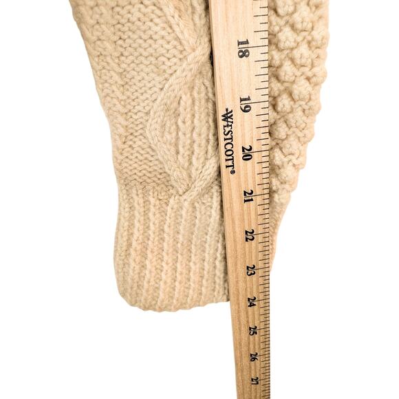 VTG Handmade Knit Cardigan Womens S Cream Fishermans Sweater Boho Cntry Cottage - Picture 6 of 8